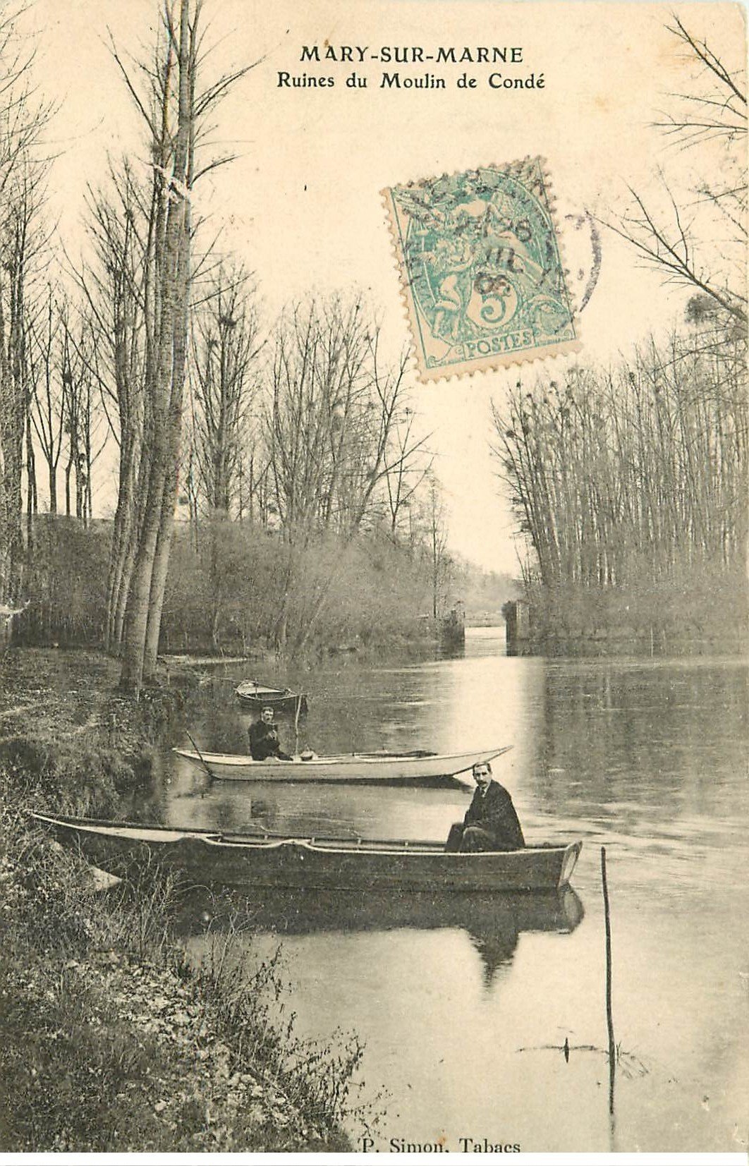 77 MARY SUR MARNE Moulin du Condé 1906 canotage 1906