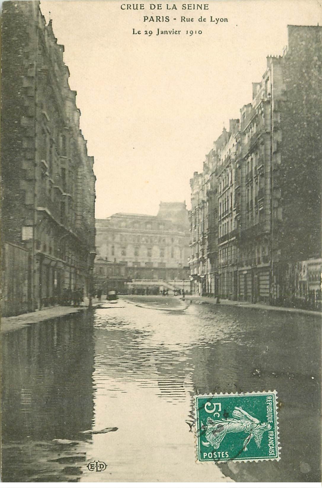 INONDATION ET CRUE PARIS 1910 Rue De Lyon Et Gilbert