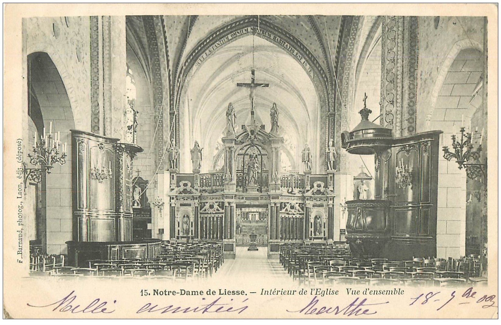 02 NOTRE DAME DE LIESSE L Eglise Intérieur 1903