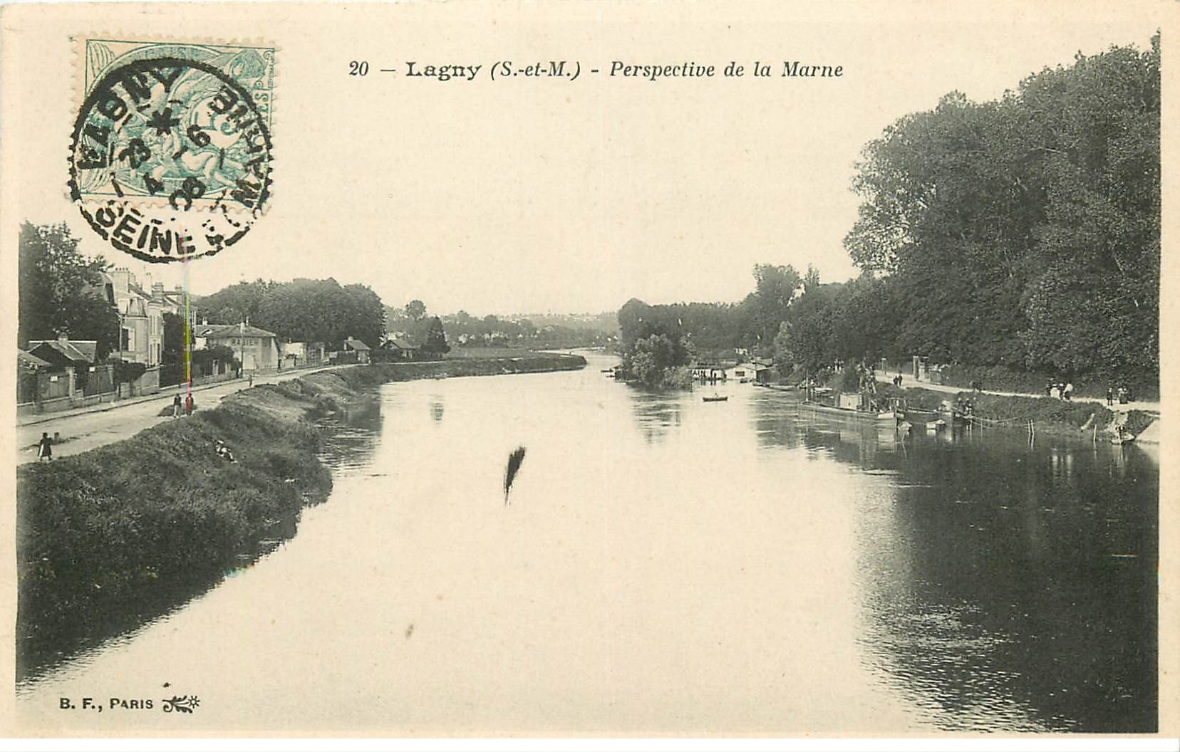 77 Lagny Sur Marne Promeneurs Sur Bords De Marne 1906