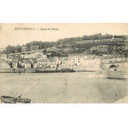 carte postale ancienne 77 MONTEREAU. Quai de Seine 1908 embarcation