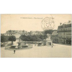 carte postale ancienne 23 GUERET. Fontaine Place Bonnyaud 1923