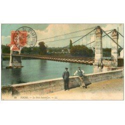 carte postale ancienne 37 TOURS. Pont Saint-Cyr 1913