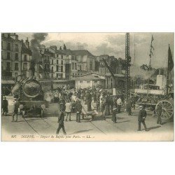 76 DIEPPE. Départ du Rapide pour Paris et du Navire de Newhaven. Train Locomotive et Bateau