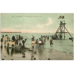 carte postale ancienne 76 LE HAVRE. La Plage heure du bain