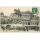 carte postale ancienne 76 ROUEN. Statue Napoléon Place Hôtel de Ville Rue République 1915