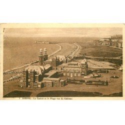 carte postale ancienne Promotion : 76 DIEPPE. Casino Plage vus du Château vers 1925