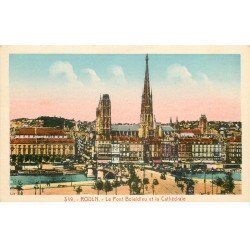 carte postale ancienne 76 ROUEN. Promotion : Pont Boïeldieu et Cathédrale