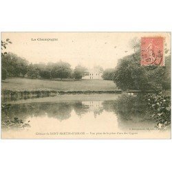 carte postale ancienne 51 CHATEAU DE SAINT-MARTIN-D'ABLOIS. Cygnes sur Pièce d'Eau 1907