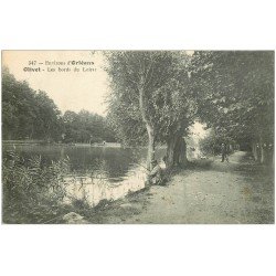 45 OLIVET. Pêcheur à la ligne bords du Loiret 1919