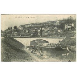 47 AGEN. Péniche Pont de Courpian avec Lavandières 1913