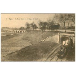 47 AGEN. Pont-Canal et Ligne du Midi 1915 Train et Locomotive à vapeur