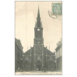 carte postale ancienne 59 MARCQ-EN-BAROEUL. Eglise animée vers 1906