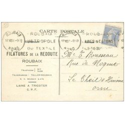 59 ROUBAIX. Carte Réponse Filatures de la Redoute 1930