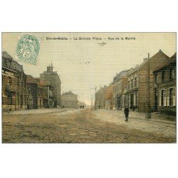 59 SIN-LE-NOBLE. Grande Place et Rue de la Mairie. Superbe carte toilée