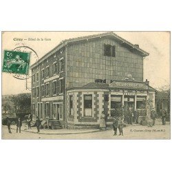 54 CIREY. Hôtel et Café de la Gare 1908 avec Douaniers marcheurs