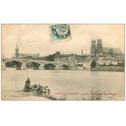 54 PONT-A-MOUSSON. Lavandières Pont et Quartier Saint-Martin 1905