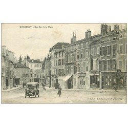 55 COMMERCY. Rue Bas de la Place 1917. Voiture Tacot et Fabrique de Madeleines