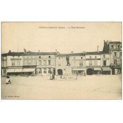 carte postale ancienne 55 LIGNY-EN-BARROIS. Place Nationale 1918 Café de la Concorde