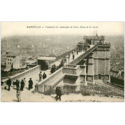 carte postale ancienne 13 MARSEILLE. Passerelle Ascenseurs Notre-Dame de la Garde