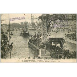 carte postale ancienne 13 MARSEILLE. Président à bord du ""Marius Chambon"" Grande Fête Présidentielle