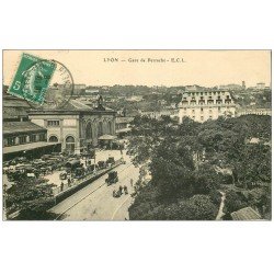 carte postale ancienne 69 LYON. Gare Perrache 1914