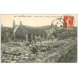 carte postale ancienne 72 MALICORNE SUR SARTHE. Fabrique Poetries et Grès Industrie 1918