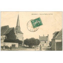 carte postale ancienne 72 MELLERAY. Eglise et Place