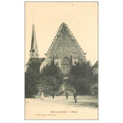 carte postale ancienne 72 MELLERAY. L'Eglise animation 1911