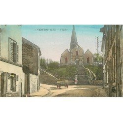 carte postale ancienne 78 SARTROUVILLE. Eglise et attelage de livraison