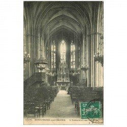 carte postale ancienne 92 BOULOGNE SUR SEINE. Intérieur de l'Eglise 1915