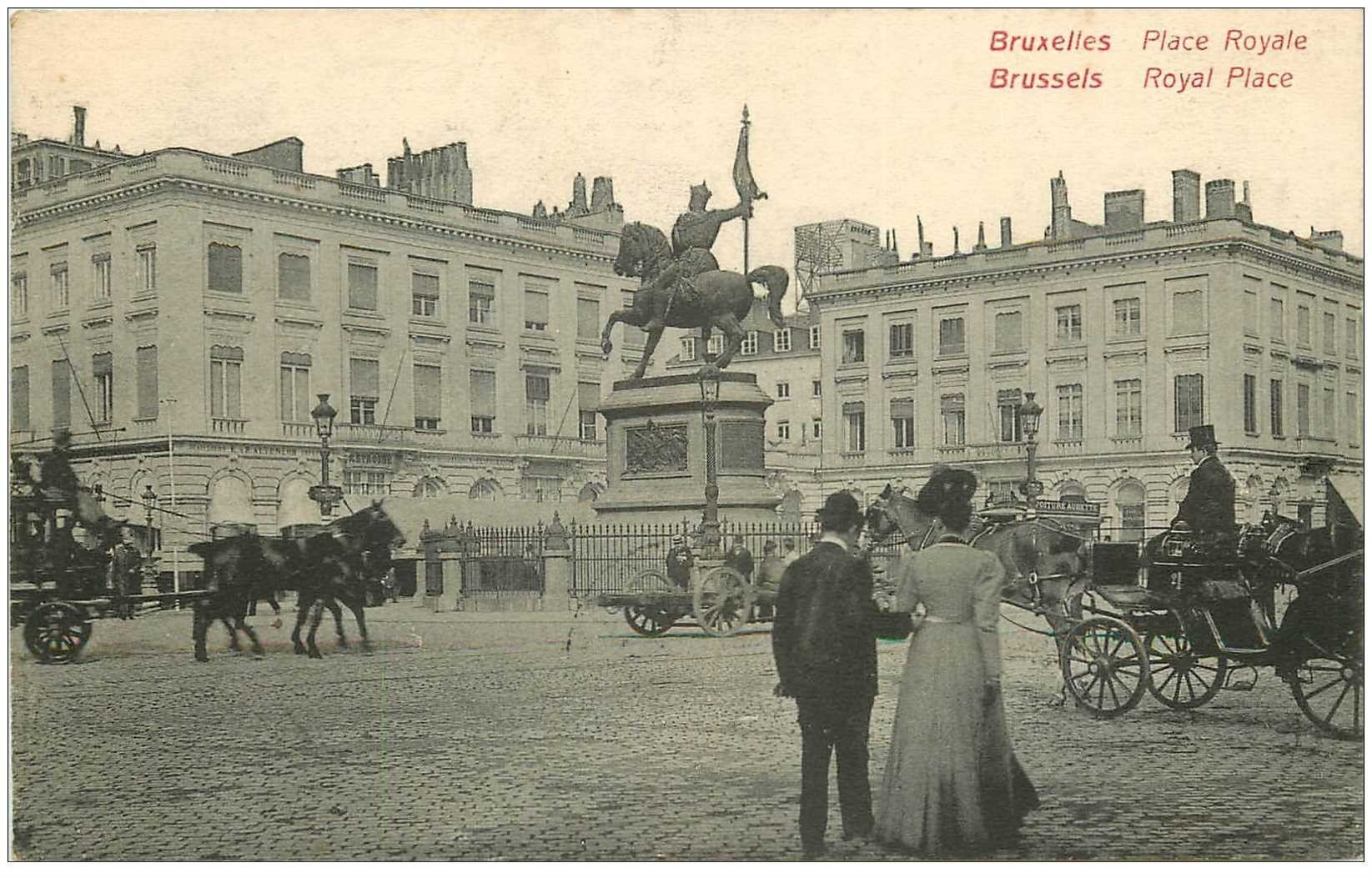 Belgique. BRUXELLES BRUSSELS. Place Royal avec Fiacres 1910