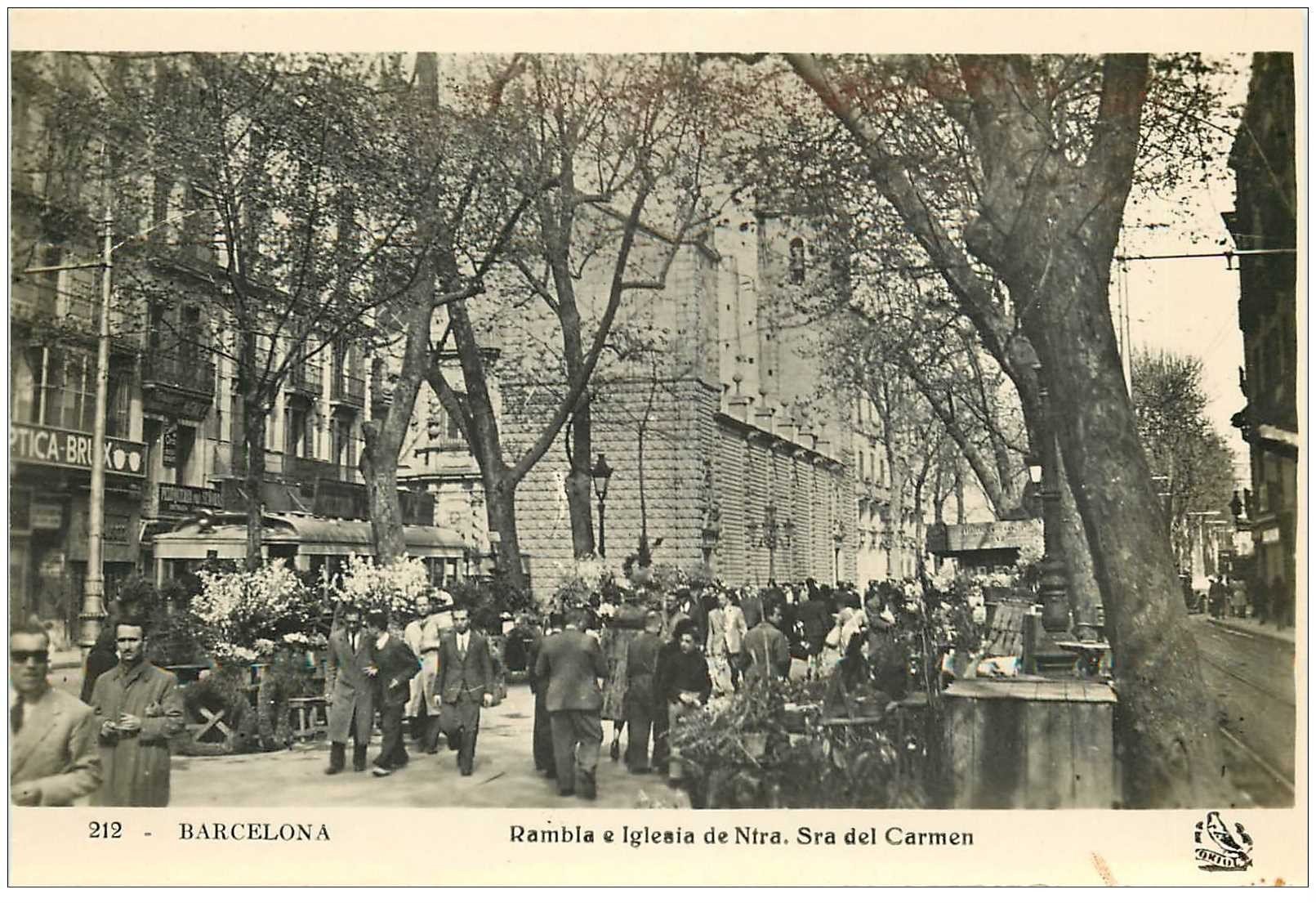 Espagne Barcelona Rambla E Iglesia De Ntra Sra Del Carmen Photo Carte Postale 1950