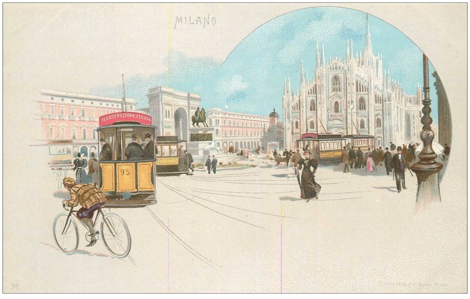 MILAN MILANO verso 1900. Tramway Piazza del Duomo