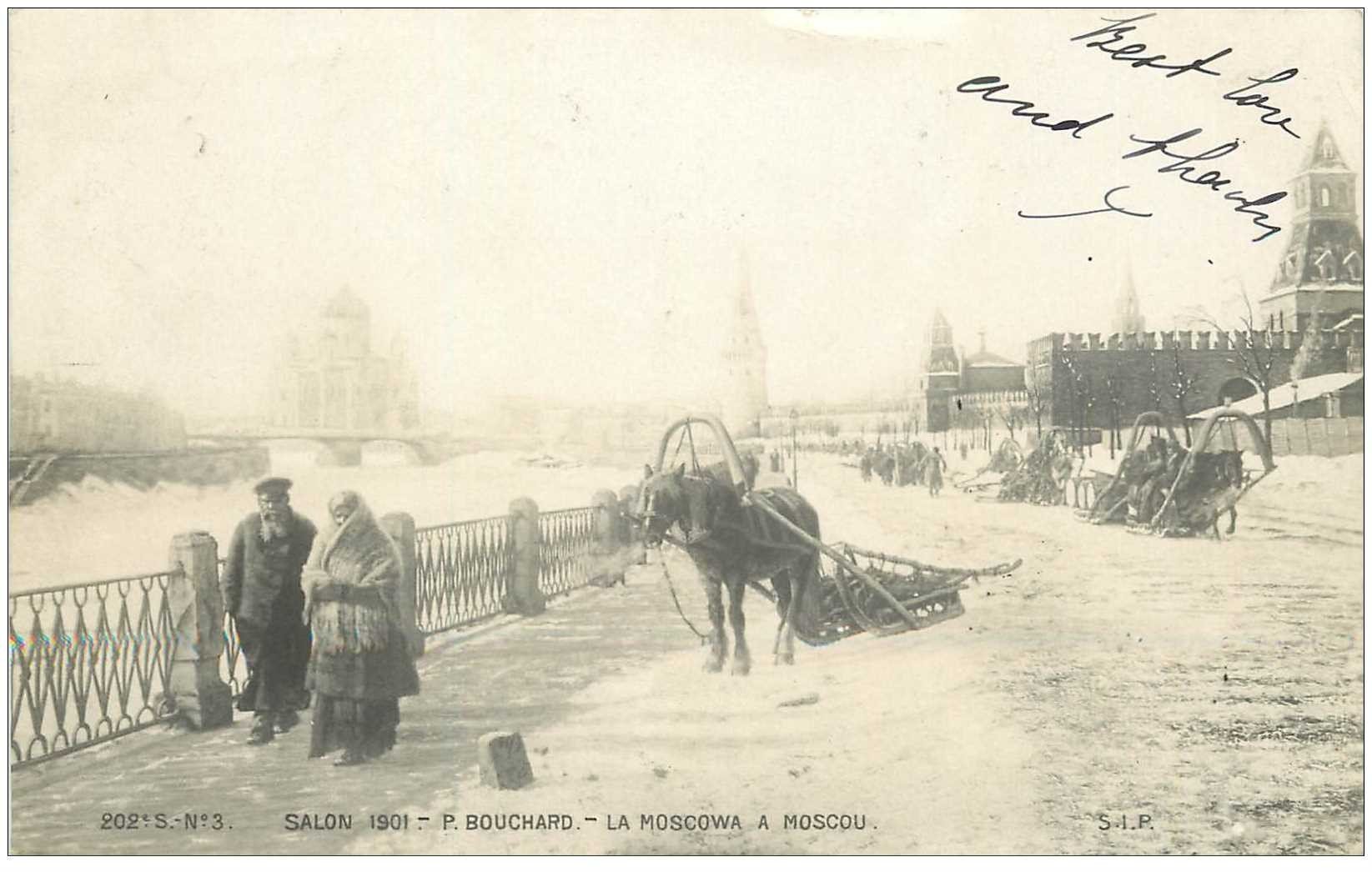 Russie Moscou 1901 La Moscowa Et Attelage Par Bouchard 1901