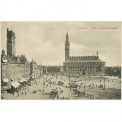 carte postale ancienne DANEMARK. Hobenhavn Parti af Raadhuspladsen