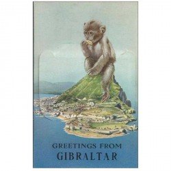 carte postale ancienne GIBRALTAR. Carte à système avec 12 multivues à l'intérieur du Singe 1959