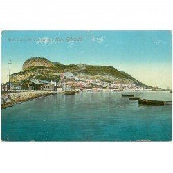 carte postale ancienne GIBRALTAR. Rock from Commercial Mole