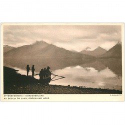 carte postale ancienne GROELAND. Aftenstemning i Nordgroland. Barque de Pêcheurs