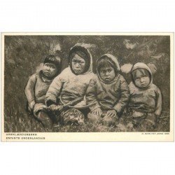 carte postale ancienne GROENLAND. Groenlenderborn. Enfants Groenlandais Esquimaux