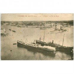 carte postale ancienne MALTE MALTA. Navire l'Etoile au Port pour le Congrès de 1913