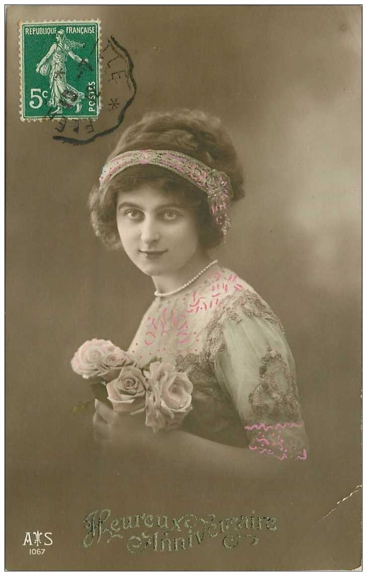 Superbe Femme Heureux Anniversaire 1912