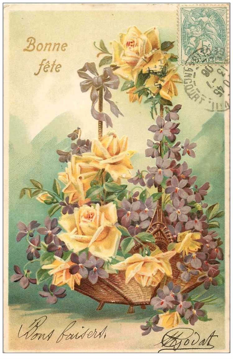 Noel Bonne Fete Fleurs 1906 Gaufree