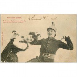 carte postale ancienne Illustrateur BERGERET. Pompier qui danse le Cake Walk 1904