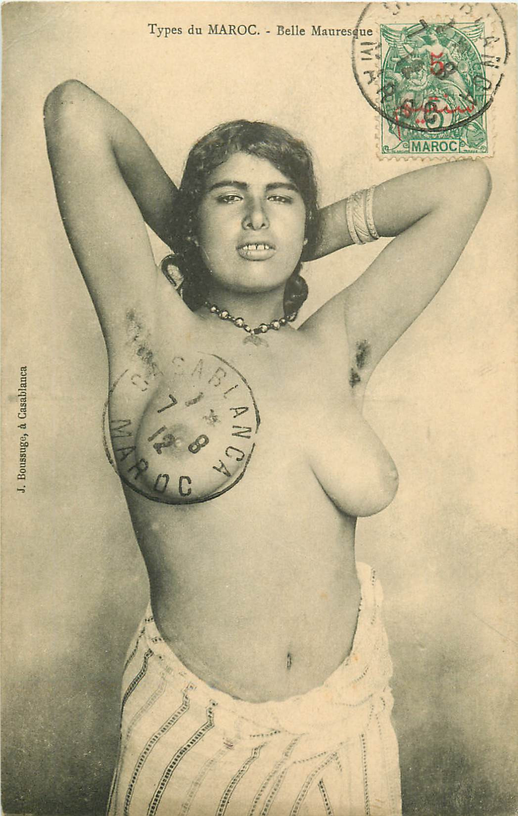 WW MAROC. Belle Mauresque aux seins nus 1912