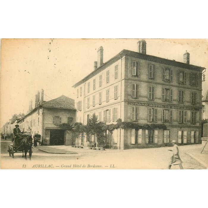 2 x cpa 15 AURILLAC. Grand Hôtel de Bordeaux 1914 et ...