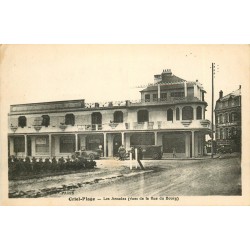 2 x cpa 76 CRIEL PLAGE. Les Arcades rue du Bourg et Hôtel de la Plage rue des Bains 1931