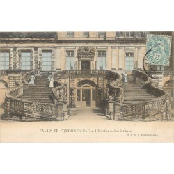 4 cpa 77 FONTAINEBLEAU. Palais, Escalier Fer à Cheval, Antichambre et Cabinet Napoléon, Galerie François 1°