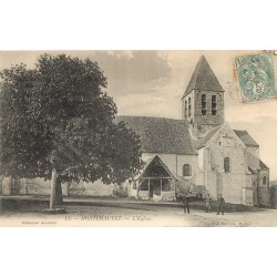 2 superbes cpa 78 MONTCHAUVET. L'Eglise et le Pont animation vers 1907