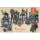 2 superbes cpa 93 VILLEMOMBLE. Cartes fantaisies "Amitiés" avec fleurs 1911